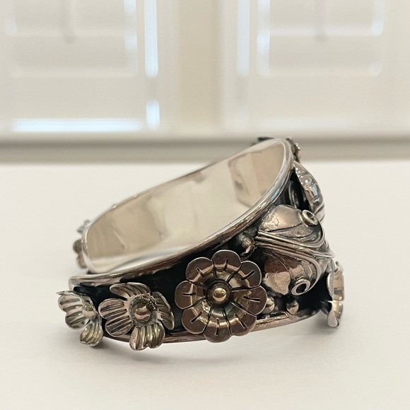 Domingo Sterling Silver Butterfly Turquoise Cuff Bracelet - Picture 5 of 13